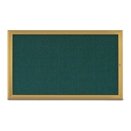 United Visual Products Corkboard, Single Door, Radius Frame, 60x36", Gold/Dark Spruce UV70041-GOLD-DRKSPR
