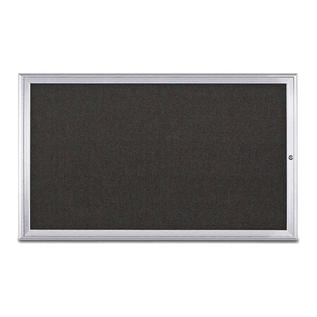 United Visual Products Corkboard, Single Door, Radius Frame, 60x36", Satin/Black UV70041-SATIN-BLACK