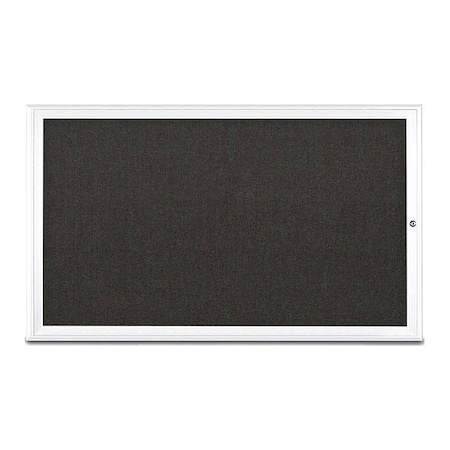 United Visual Products Corkboard, Single Door, Radius Frame, 60x36", White/Black UV70041-WHITE-BLACK
