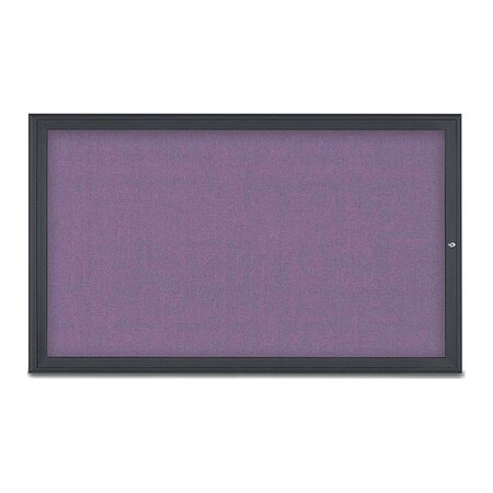 United Visual Products Corkboard, Single Door, Radius Frame, 60x36", Black/Amethyst UV70041-BLACK-AMETHY
