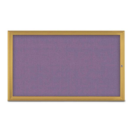 United Visual Products Corkboard, Single Door, Radius Frame, 60x36", Gold/Amethyst UV70041-GOLD-AMETHY