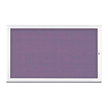 United Visual Products Corkboard, Single Door, Radius Frame, 60x36", White/Amethyst UV70041-WHITE-AMETHY