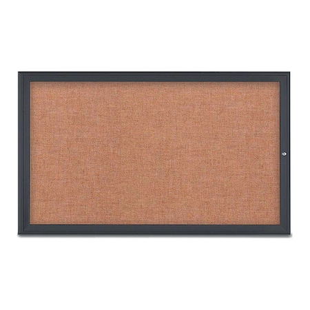 United Visual Products Corkboard, Single Door, Radius Frame, 60x36", Black/Cinnamon UV70041-BLACK-CINNABA