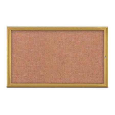United Visual Products Corkboard, Single Door, Radius Frame, 60x36", Gold/Cinnamon UV70041-GOLD-CINNABA