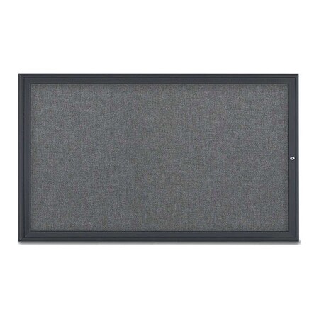United Visual Products Corkboard, Single Door, Radius Frame, 60x36", Black/Medium Gray UV70041-BLACK-MEDGRY