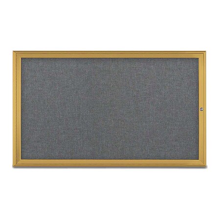 United Visual Products Corkboard, Single Door, Radius Frame, 60x36", Gold/Medium Gray UV70041-GOLD-MEDGRY