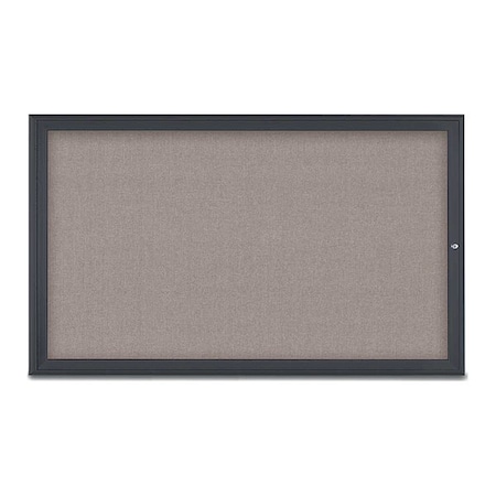 United Visual Products Corkboard, Single Door, Radius Frame, 60x36", Black/Pearl UV70041-BLACK-PEARL