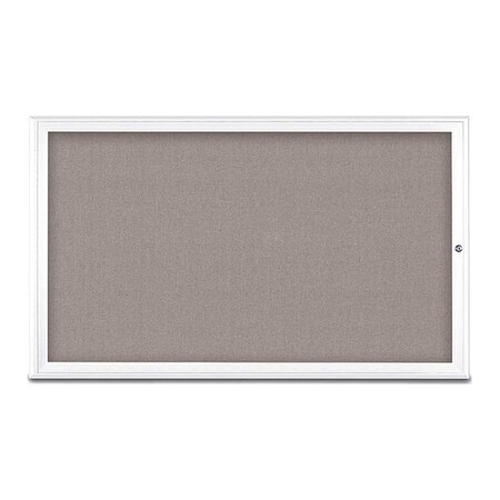 United Visual Products Corkboard, Single Door, Radius Frame, 60x36", White/Pearl UV70041-WHITE-PEARL