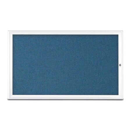 United Visual Products Corkboard, Single Door, Radius Frame, 60x36", White/Ultramarine UV70041-WHITE-ULTMAR