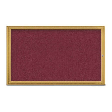 United Visual Products Corkboard, Single Door, Radius Frame, 60x36", Gold/Burgundy UV70041-GOLD-DBURGU