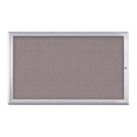 United Visual Products Corkboard, Single Door, Radius Frame, 60x36", Satin/Surf UV70041-SATIN-SURF