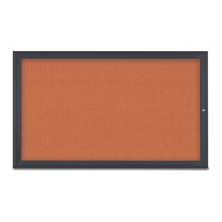 United Visual Products Corkboard, Single Door, Radius Frame, 60x36", Black/Apricot UV70041-BLACK-APRICOT