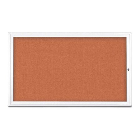 United Visual Products Corkboard, Single Door, Radius Frame, 60x36", White/Apricot UV70041-WHITE-APRICOT