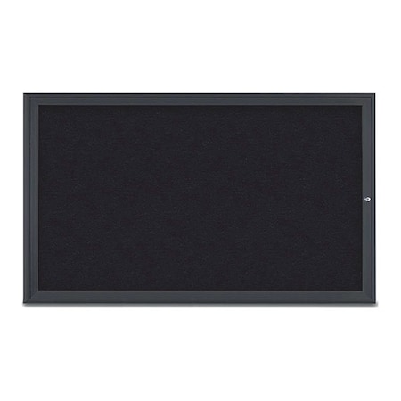 United Visual Products Corkboard, Single Door, Radius Frame, 60x36", Black/Black Rubber UV70041-BLACK-RUBBER