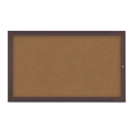 United Visual Products Corkboard, Single Door, Radius Frame, 60x36", Bronze/Summer Tan Forbo UV70041-BRONZE-FORBO
