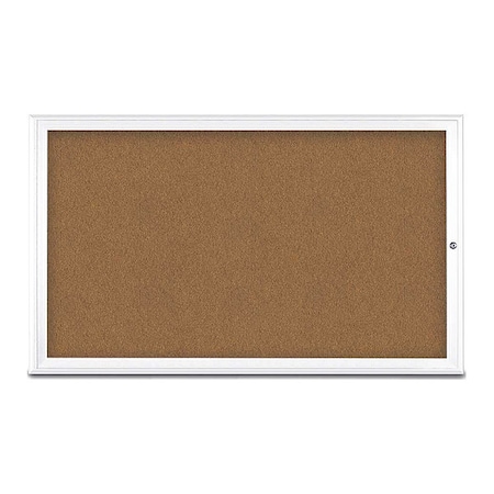 United Visual Products Corkboard, Single Door, Radius Frame, 60x36", White/Summer Tan Forbo UV70041-WHITE-FORBO