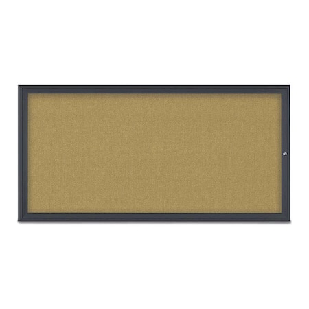 United Visual Products Corkboard, Single Door, Radius Frame, 72x36", Black/Keylime UV70051-BLACK-KEYLIME