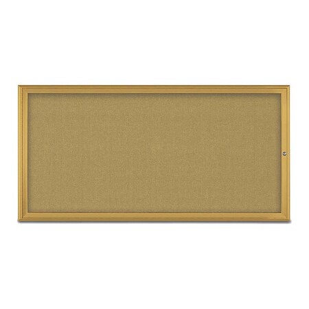 United Visual Products Corkboard, Single Door, Radius Frame, 72x36", Gold/Keylime UV70051-GOLD-KEYLIME