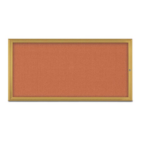United Visual Products Corkboard, Single Door, Radius Frame, 72x36", Gold/Apricot UV70051-GOLD-APRICOT