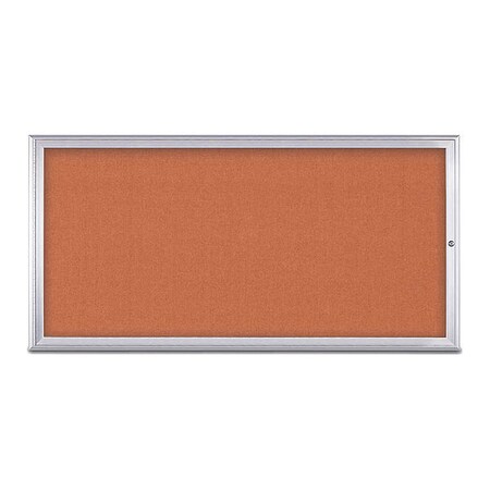 United Visual Products Corkboard, Single Door, Radius Frame, 72x36", Satin/Apricot UV70051-SATIN-APRICOT