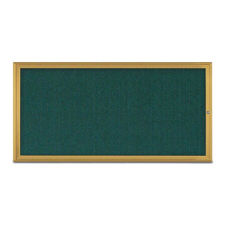 United Visual Products Corkboard, Single Door, Radius Frame, 72x36", Gold/Dark Spruce UV70051-GOLD-DRKSPR