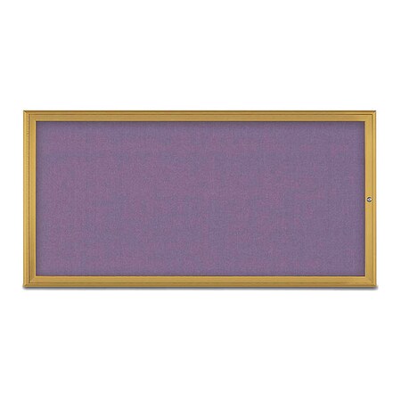 United Visual Products Corkboard, Single Door, Radius Frame, 72x36", Gold/Amethyst UV70051-GOLD-AMETHY
