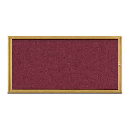 United Visual Products Corkboard, Single Door, Radius Frame, 72x36", Gold/Burgundy UV70051-GOLD-DBURGU