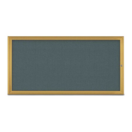 United Visual Products Corkboard, Single Door, Radius Frame, 72x36", Gold/Blue Spruce UV70051-GOLD-BLSPRU