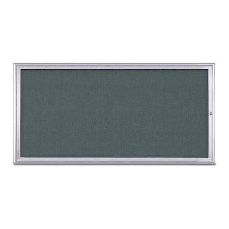 United Visual Products Corkboard, Single Door, Radius Frame, 72x36", Satin/Blue Spruce UV70051-SATIN-BLSPRU