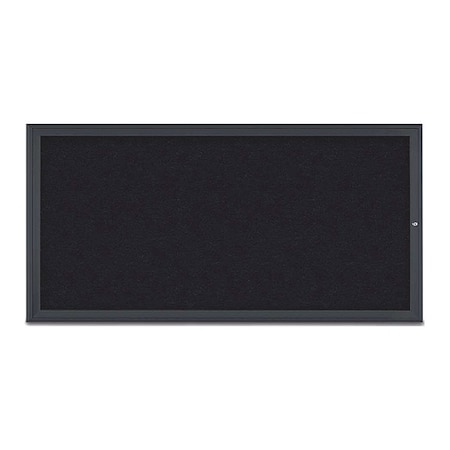 United Visual Products Corkboard, Single Door, Radius Frame, 72x36", Black/Black Rubber UV70051-BLACK-RUBBER