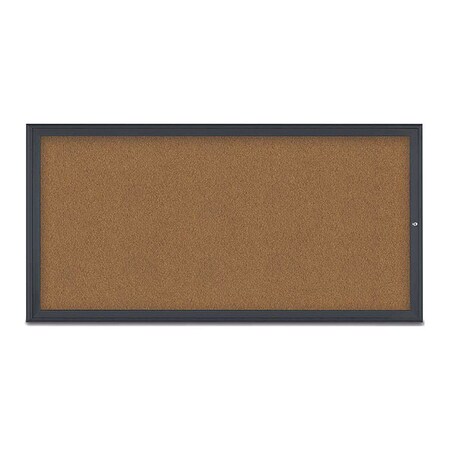 United Visual Products Corkboard, Single Door, Radius Frame, 72x36", Black/Summer Tan Forbo UV70051-BLACK-FORBO