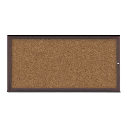 United Visual Products Corkboard, Single Door, Radius Frame, 72x36", Bronze/Summer Tan Forbo UV70051-BRONZE-FORBO