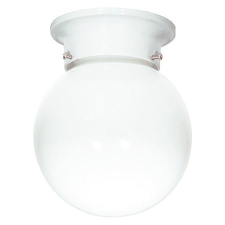 Nuvo Fixture, Flush, 1L, 60W, A19, Medium Base, 120V, White SF77/947