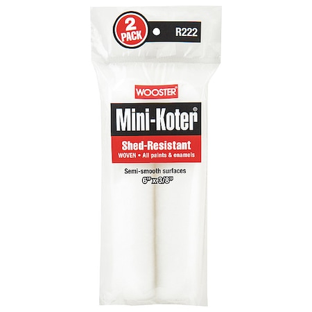Wooster 6" Mini Paint Roller Cover, 3/8" Nap, Woven Fabric R222-6