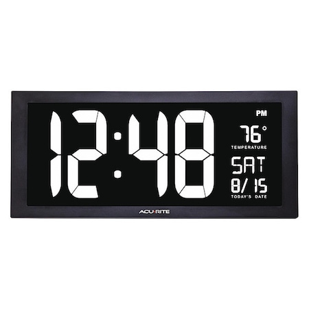 Zoro Select Jumbo Digit Calendar Clock W/ Indoor Temperature, 18", Silver 76102M