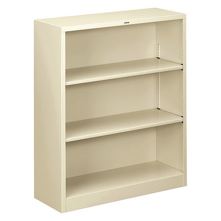 Hon Metal Bookcase, Three-Shelf, 34-1/2w x 12-5/8d x 41h, Putty HS42ABC.L