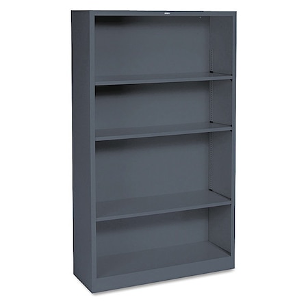 Hon Metal Bookcase, Four-Shelf, 34-1/2w x 12-5/8d x 59h, Charcoal HS60ABC.S