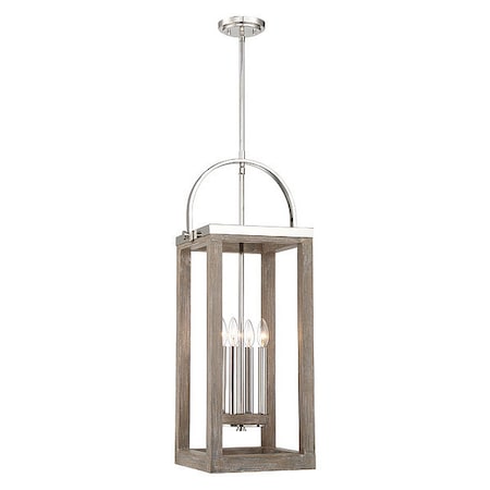 Nuvo Bliss 4-Light Pendant Driftwood Finish with Polished Nickel Accents 60/6483