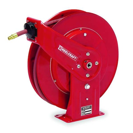 Reelcraft Spring Return Hose Reel, 1/4 in Hose Diameter, 50 ft Length, 5,000 psi Max. Pressure, Red 7450 OHP