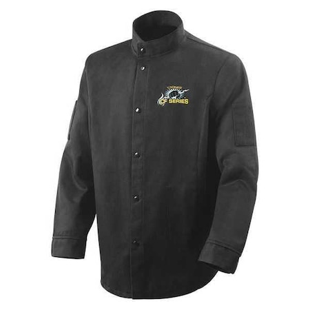 Steiner Welding Jacket, Carbonized Fiber, 10 oz, 30 in Length, Snaps Closure, 2 Pockets, Black, 2XL 1360-2X