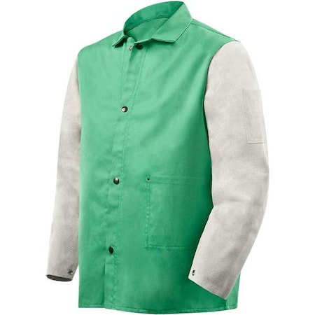 Steiner Hybrid Welding Jacket, Cotton, 9 oz, 30 in Length, Snap Closure, 3 Pockets, Green, 4XL 1230-4X