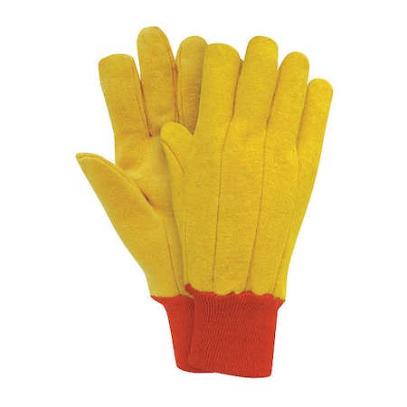 Condor Canvas Gloves, Cotton/Polyester, None Uncoated, Knit, Yellow, L, 1 PR 6AF65