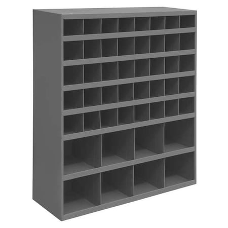 Durham Mfg Prime Cold Rolled Steel Pigeonhole Bin Unit, 12 in D x 42 in H x 33 3/4 in W, 7 Shelves, Gray 399-95