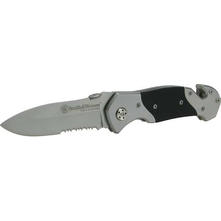 Smith & Wesson Folding Knife, Drop Point, 4.7 In, Serrated SWFRS
