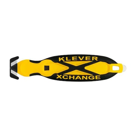 Klever Safety Cutter, 6 1/2 in Length, Oval Handle, Rubberized Grip, Steel Blade, Yellow/Black KCJ-XC-Y