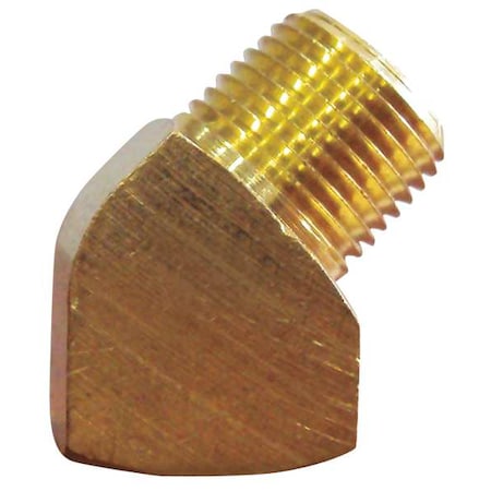 Zoro Select 45 Degrees Street Elbow Brass 45 Degrees Street Elbow, 1/2 in Male NPT X 1/2 in Female NPT, 10 PK 6AYT1