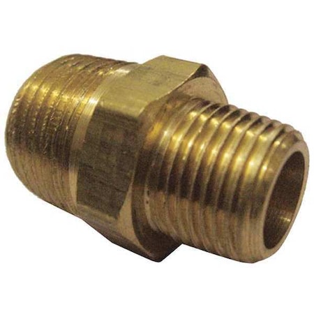 Zoro Select Reducing Nipple Brass Reducing Nipple, 1/2 in Male NPT X 1/4 in Male NPT 6AZF3
