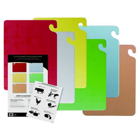 San Jamar Cutting Board Set, Includes 6 Boards, PK6 CB1218KC