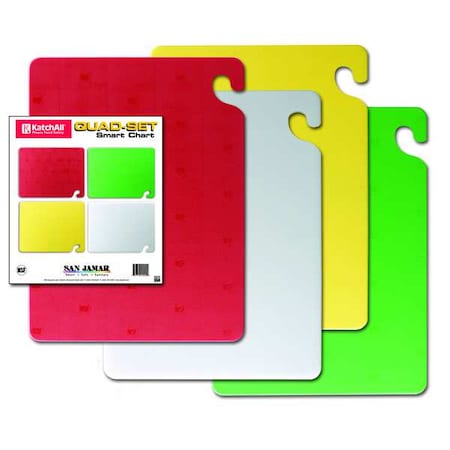San Jamar Cutting Board Set, 12x18, 4 Boards, PK4 CB1218QS