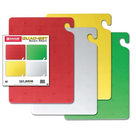 San Jamar Cutting Board Set, 15x20, 4 Boards, PK4 CB1520QSGR